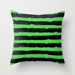 Hand-Drawn Stripes (Black & Green Pattern) Throw Pillow