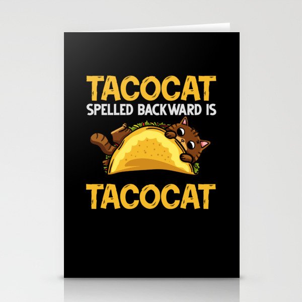 Tacocat Spelled Backwards Taco Cat Kitten Stationery Cards
