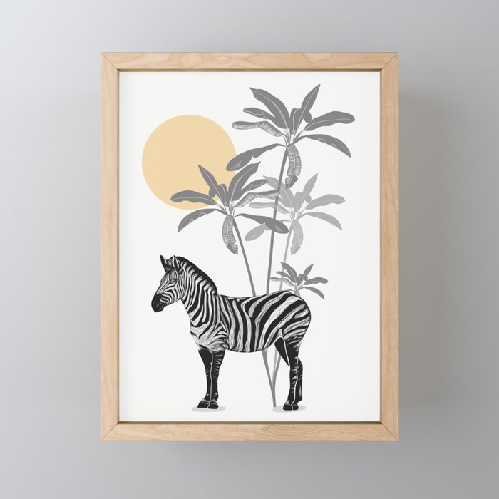 Zebra Sunset Framed Mini Art Print