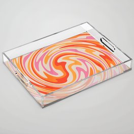 70s Retro Swirl Color Abstract Acrylic Tray