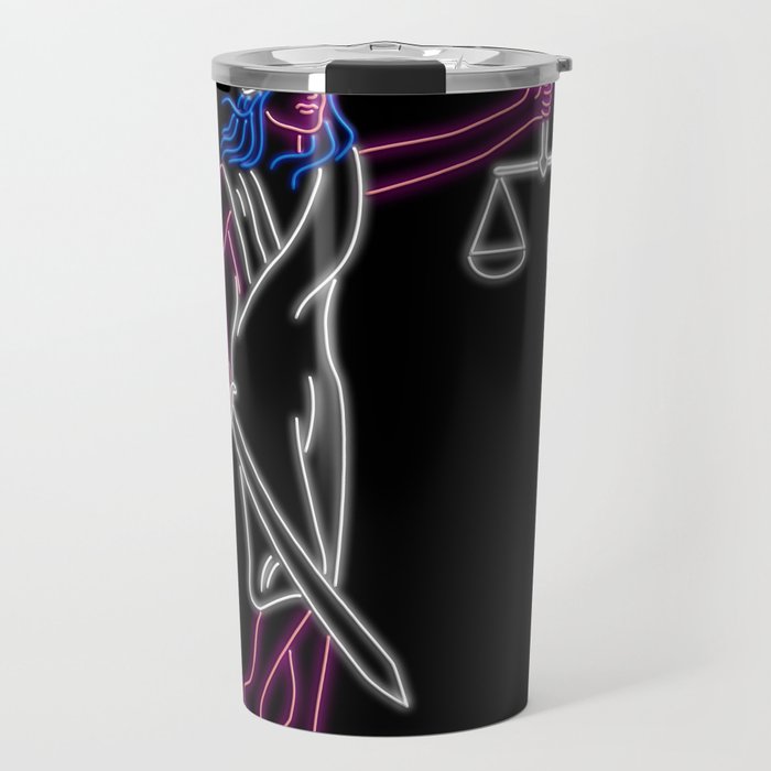 Lady Justice Holding Sword and Balance Oval Neon Sign Travel Mug