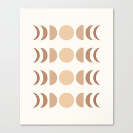 Moon Phases 5 in Shades of Terracotta and Beige Canvas Print