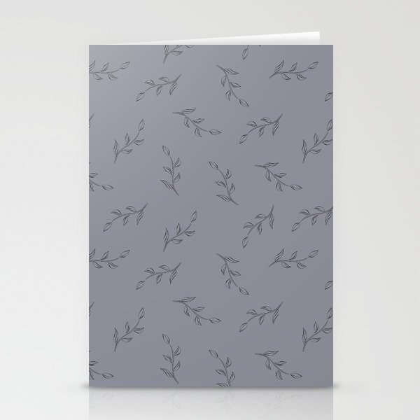 stylized twig with leaves. Line Stationery Cards