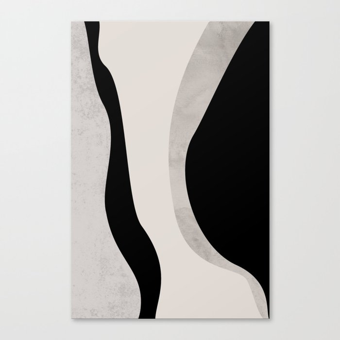Abstract Neutral Black and Beige 2 Canvas Print
