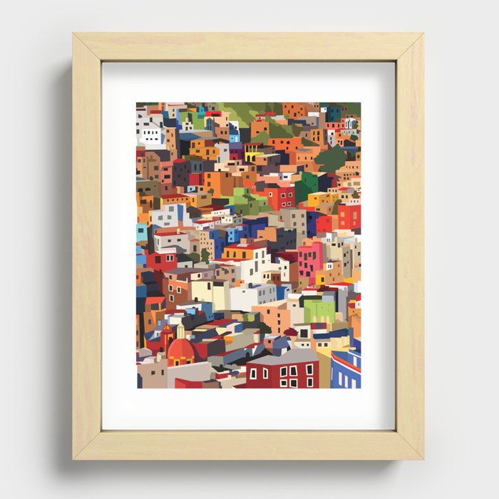 Mexico historical town cityscape (Guanajuato) Recessed Framed Print