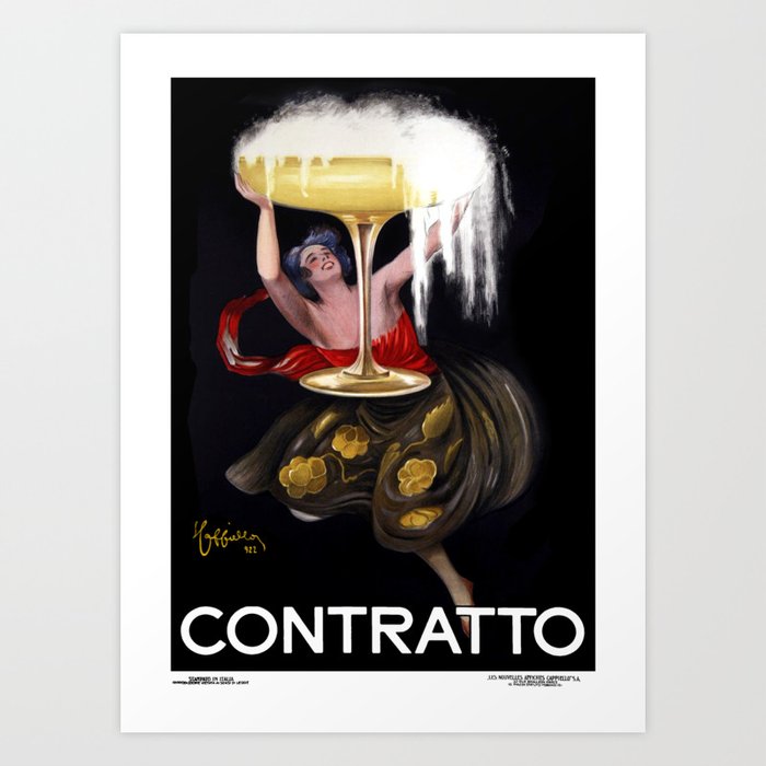 Leonetto Cappiello Contratto Sparkling Wine 1922 Vintage Italian Fortified Spirit Drink Ad Italy Bottle Cool Wall Decor Art Print  Art Print