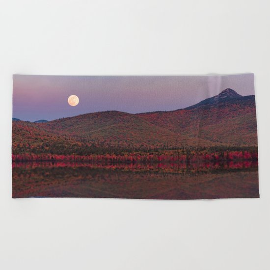 Autumn Mountain Moonrise Beach Towel
