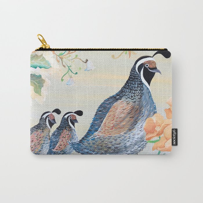 California Quails and Poppies Carry-All Pouch