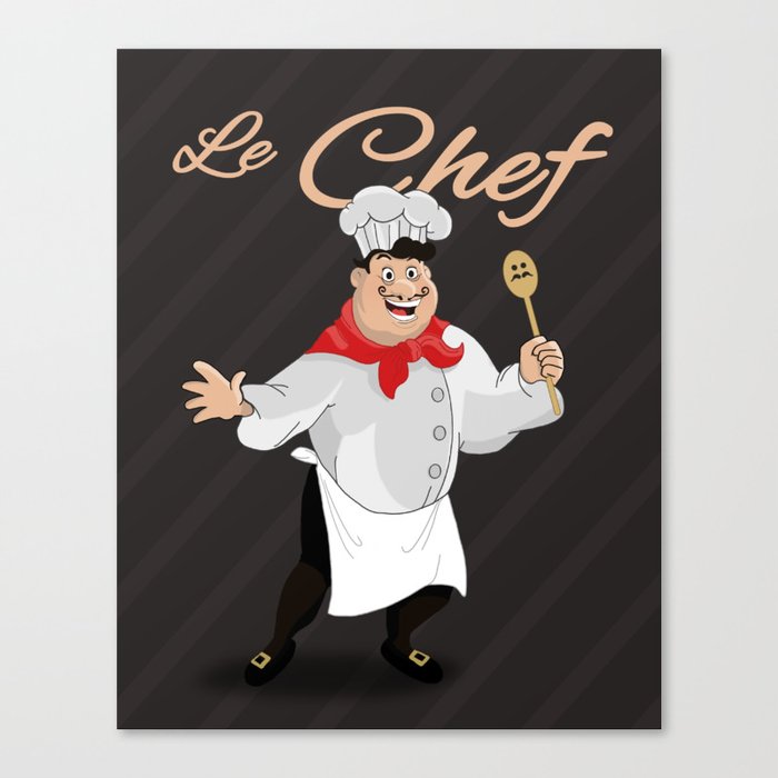 Le Chef Kitchen Decor French With A Mustache Cartoon Character Le Chef Kitchen Decor French With A Mustache Cartoon Character Ilration Canvas Print