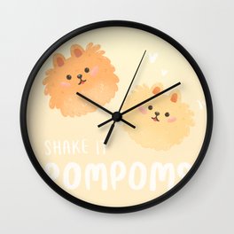 Pomeranian pom poms Wall Clock