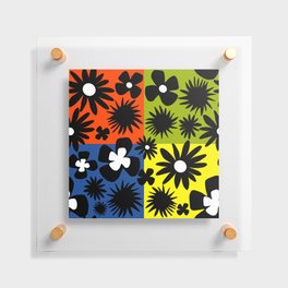 Modern Pop Art Wild Flowers Black Colorful Floating Acrylic Print