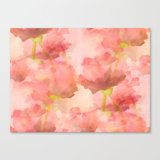 Delicate Pink Watercolor Floral Abtract Canvas Print