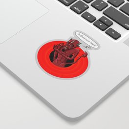 Funny & crazy demon saying "swallow your heart" Sticker