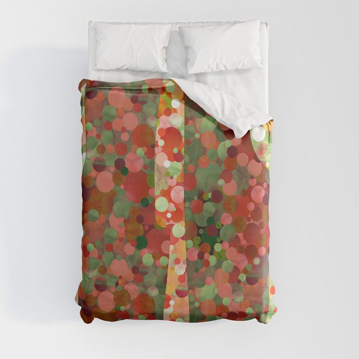 Nifty Knife Red and Green Mosaic Kitchen Art Duvet Cover