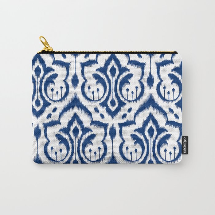 Ikat Damask Navy Carry-All Pouch