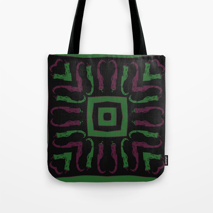 Circular pattern with hot peppers. Hand drawn. Tote Bag