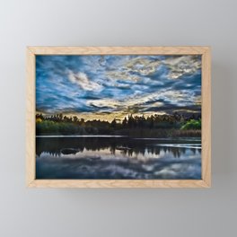 Dramatic Blue Skies over Calm Lake Framed Mini Art Print