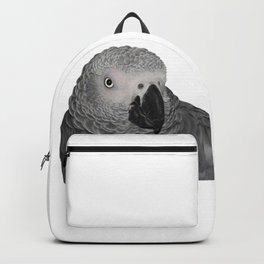 African Grey Parrot Backpack | Parrot, Grey, Africangreyparrot, Digital, Photo, Black and White, African, Birds, Parrots, Pet 