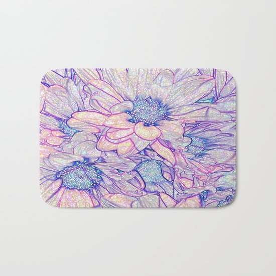 Colorful Floral Sketch Abstract Bath Mat