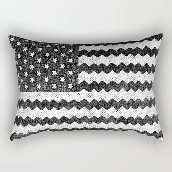 Black Zig Zag Flag Rectangular Pillow