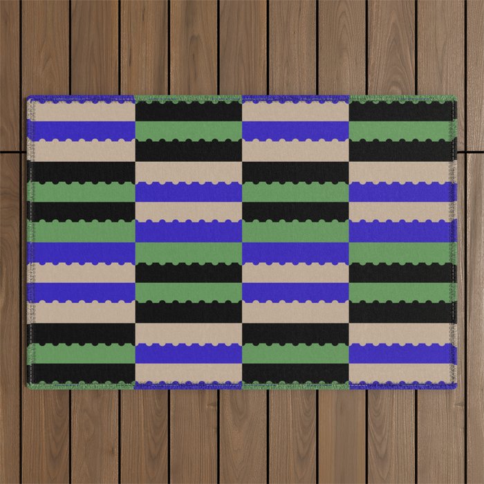 Modern Color Block Pattern Outdoor Rug