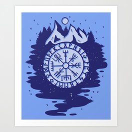 Viking Compass Nordic Symbols Art Print