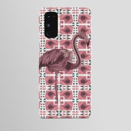 Flamingo retro hearts pink Android Case
