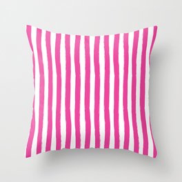 Pink and White Cabana Stripes Palm Beach Preppy Throw Pillow