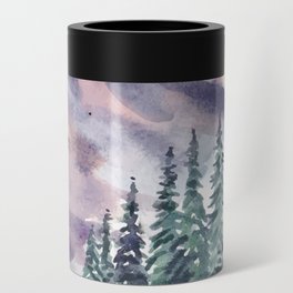 Winter Landscape With Mountain And Pine Trees Watercolor Can Cooler