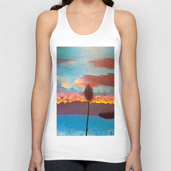 The Beautiful Key West Sun is captured in this ocean sunset painting Unisex Tank Top