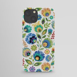 Wycinanki Floral on White iPhone Case