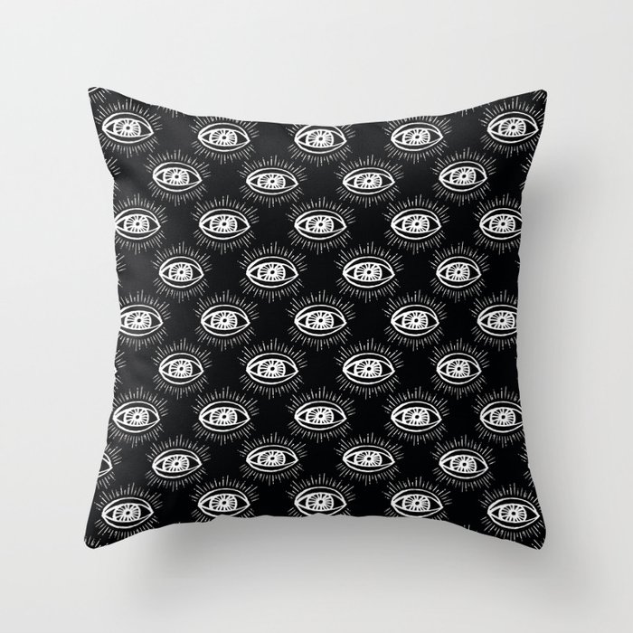 Eye of wisdom pattern - Black & White -  Mix & Match with Simplicity of Life Throw Pillow