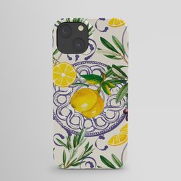 Mediterranean,Tuscan style,lemons,olives pattern  iPhone Case
