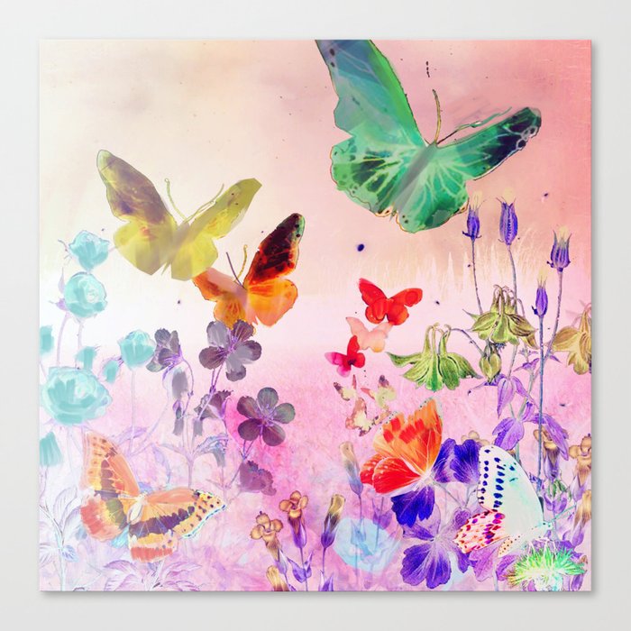 Blush Butterflies Flowers Canvas Print By Aastankovic Society6
