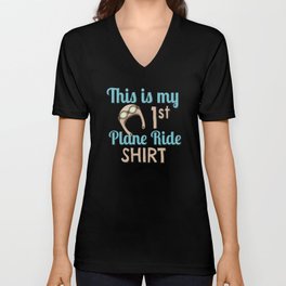 This is My First Plane Ride Airplane V Neck T Shirt