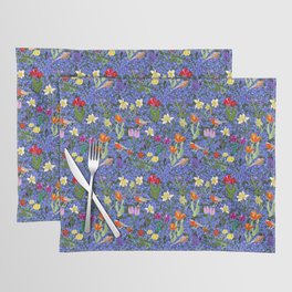 Lavendar Ground Cover Tulips Daffodils Robin Red Breast Early Spring Placemat