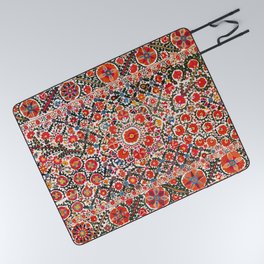 Bokhara Suzani  Antique Uzbekistan Floral Rug Print Picnic Blanket