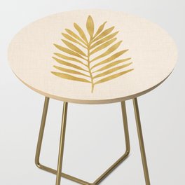 Metallic Gold Tropical Leaf Drawing Side Table