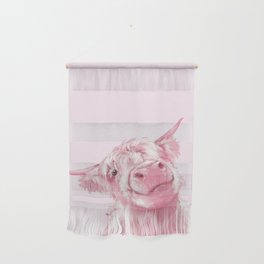 Highland Cow Pink Wall Hanging