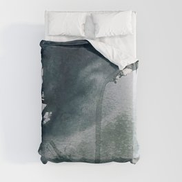 Lakeside: a minimal, abstract, watercolor and ink piece in shades of blue and green Duvet Cover
