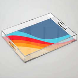 Wavy Retro Vibes- Colorful Art Pattern Design Acrylic Tray