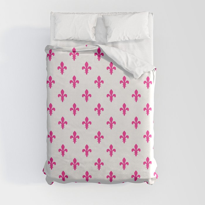 Fleur-de-Lis (Dark Pink & White Pattern) Duvet Cover