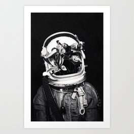 Astronauts and flowers Art Print
