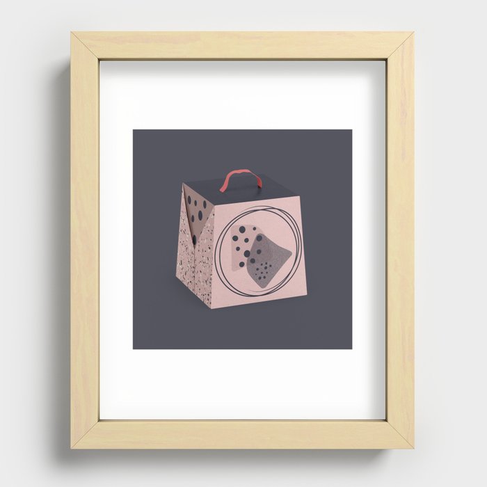 Panettone on a Plate Pink & Grey on Dark Grey Recessed Framed Print