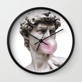 David with bubble gum Wall Clock | Italy, Gum, Graphicdesign, Italian, Statue, David, Pink, Pop, Art, Style 