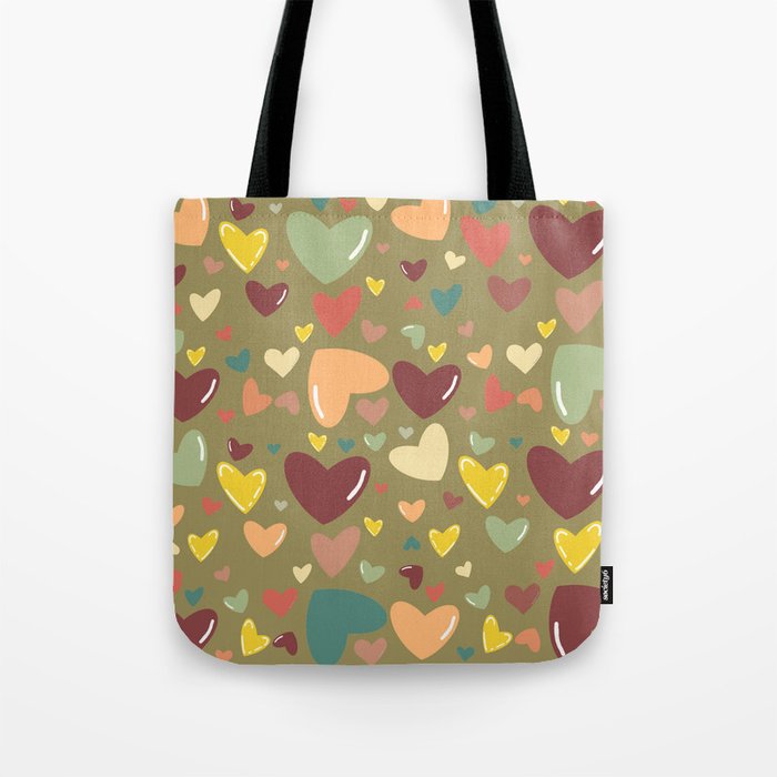 Forest Hearts Pattern Tote Bag