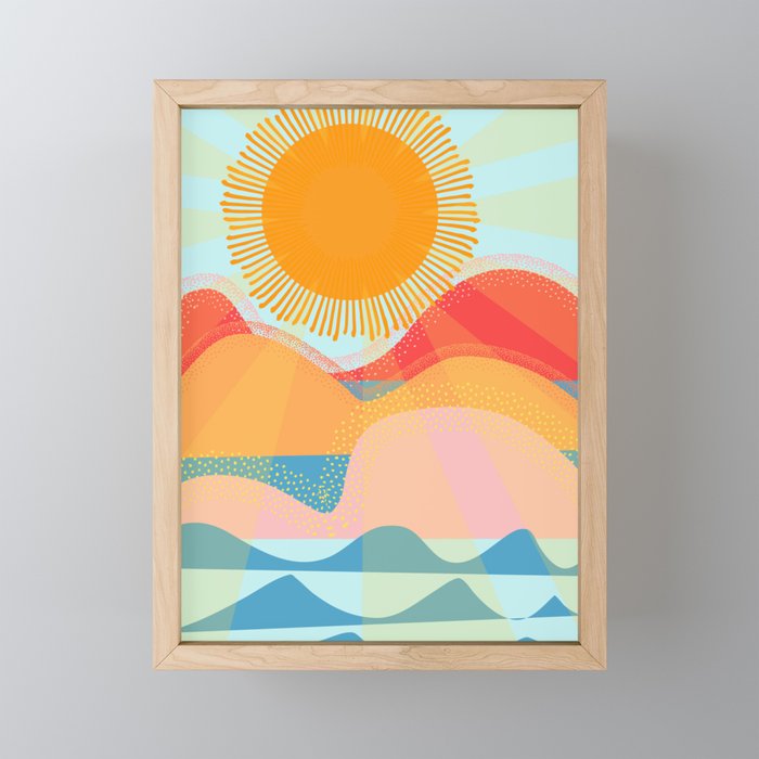 Sunset On Hills and Sea  Framed Mini Art Print