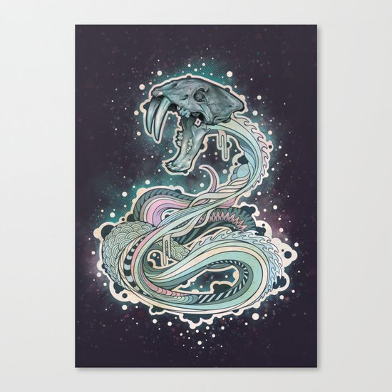 Saber-toothed Serpent in Space. Canvas Print