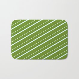 [ Thumbnail: Green & Light Cyan Colored Stripes/Lines Pattern Bath Mat ]