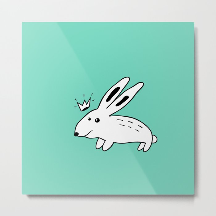 Rabbit with Crown Metal Print